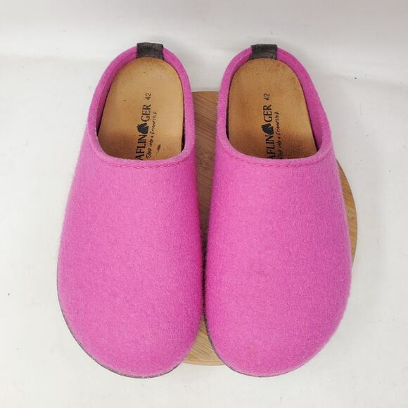 Haflinger Manhattan Shoes Womens 42 Fuchsia Mule Felted Wool Slide Hard Sole - Picture 4 of 11